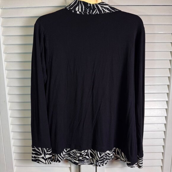 Style & Co plus Size 1X Black knit Top sequined Zebra Print party holidays - Picture 4 of 7